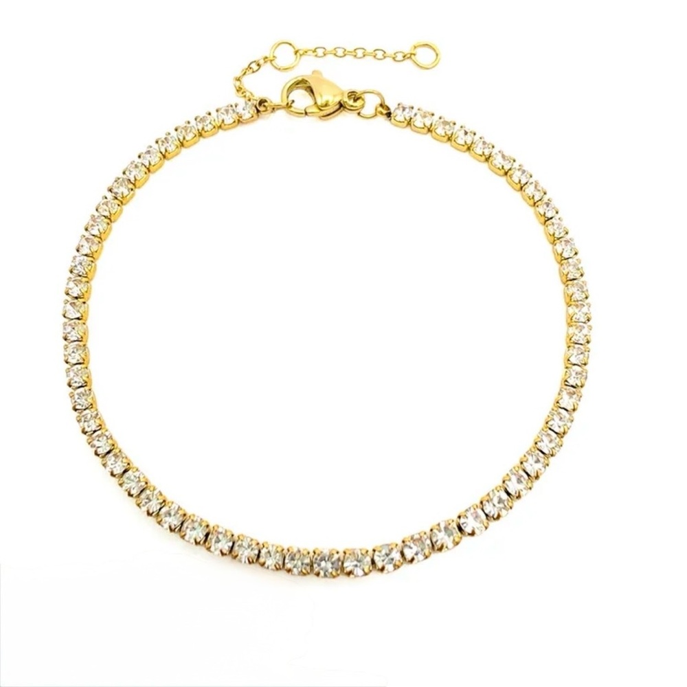 Source Unknown Gold Rhinestone Tennis Bracelet